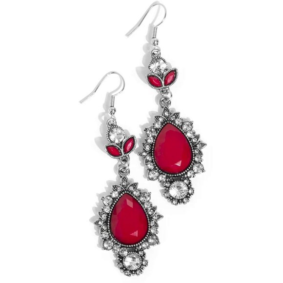 Paparazzi Jewelry Accessories - SELFIE-Esteem - Red Earrings - Vintage - Picture 2 of 4